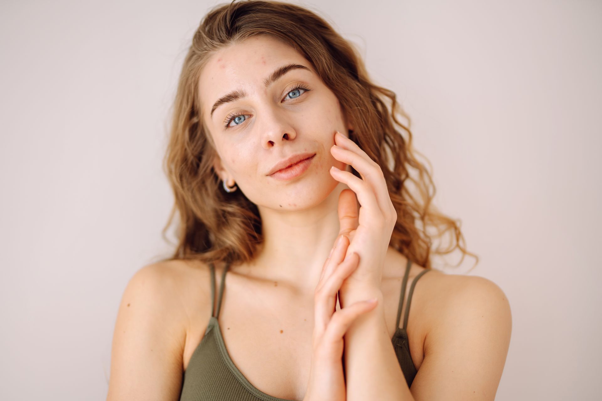 a woman looking at the camera