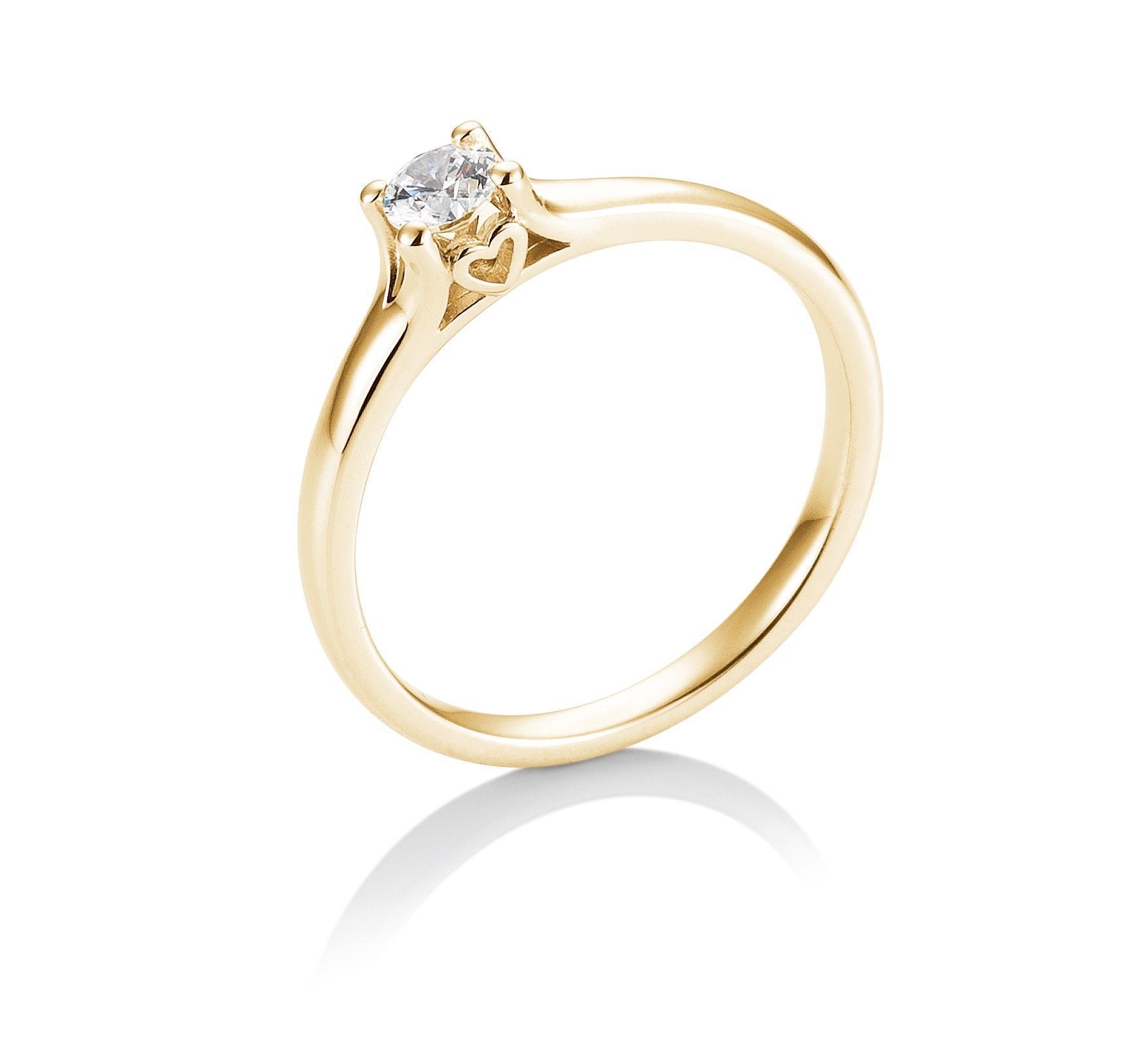 Gouden solitaire verlovingsring met diamant.