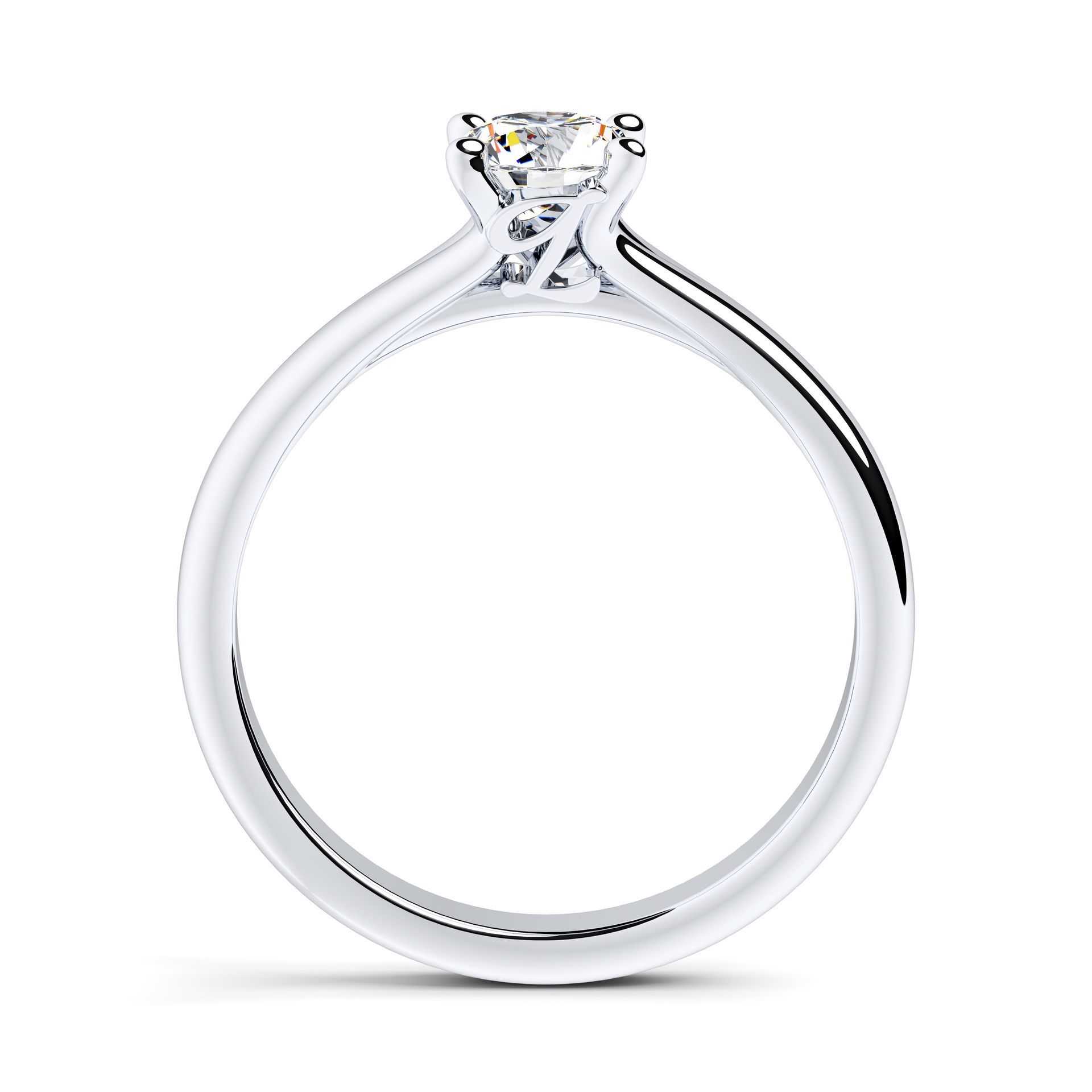 Solitaire verlovingsring met een ronde diamant en een slanke band.