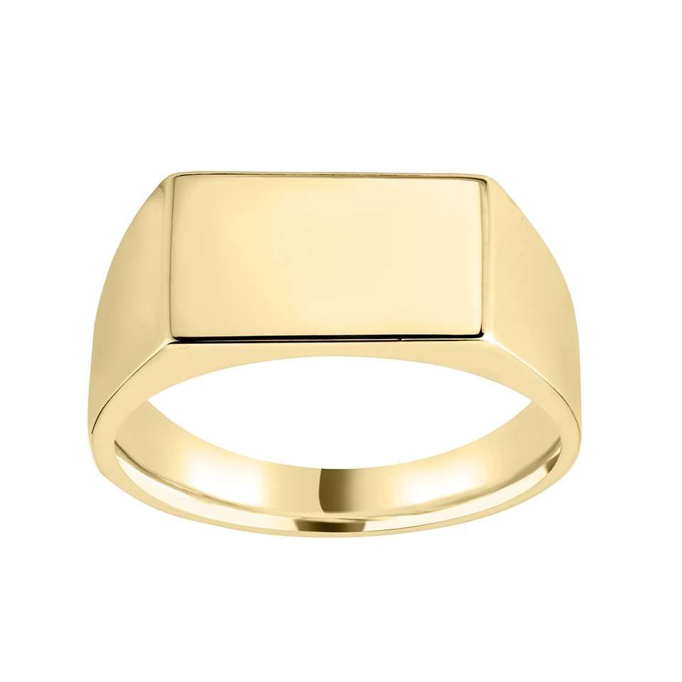 Rechthoekige zegelring van goud.