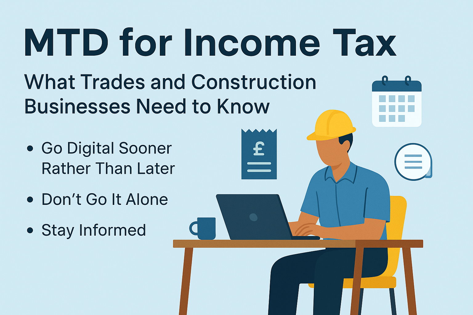MTD for Income Tax with man with a helmet working at a desk