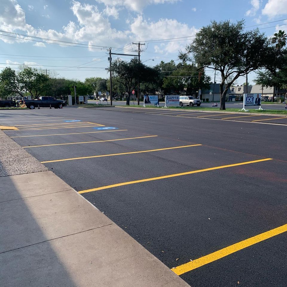 Parking lot with yellow stripes — Edinburg, TX — Lone Star Asphalt Services LLC