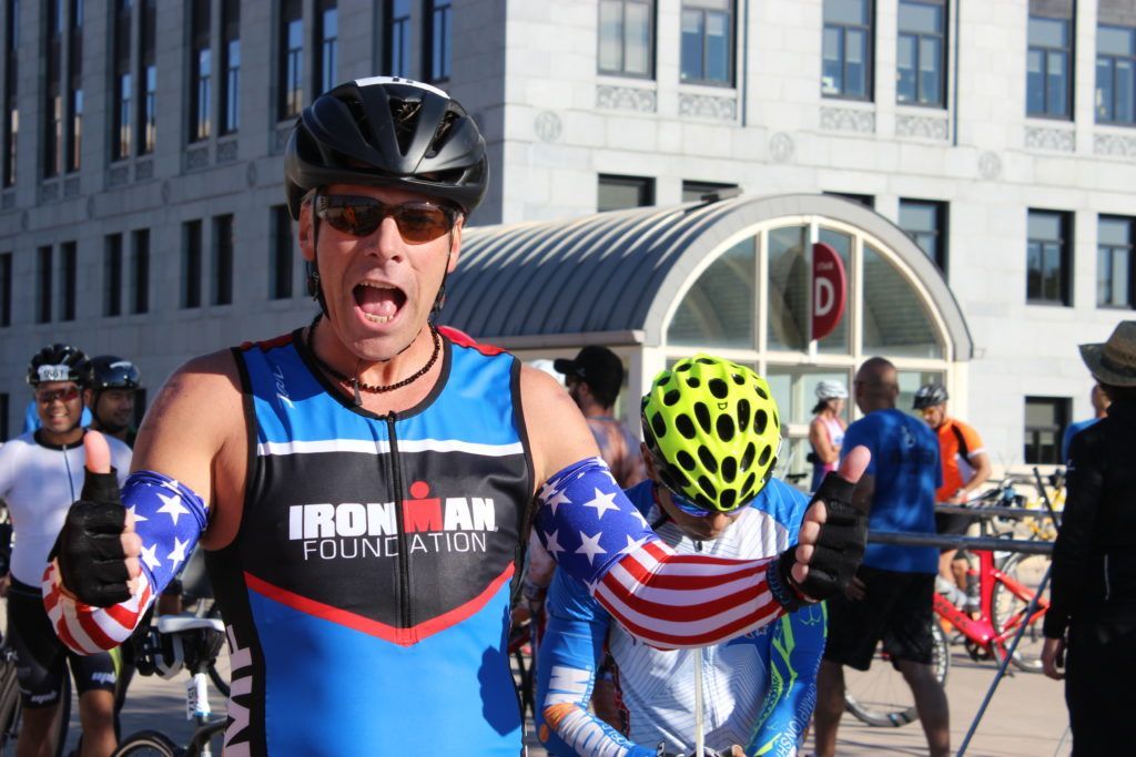 TEAM IMF athlete, Joe Brooks, wears his American Flag sleeves in honor of the 15th anniversary of 9/11.
