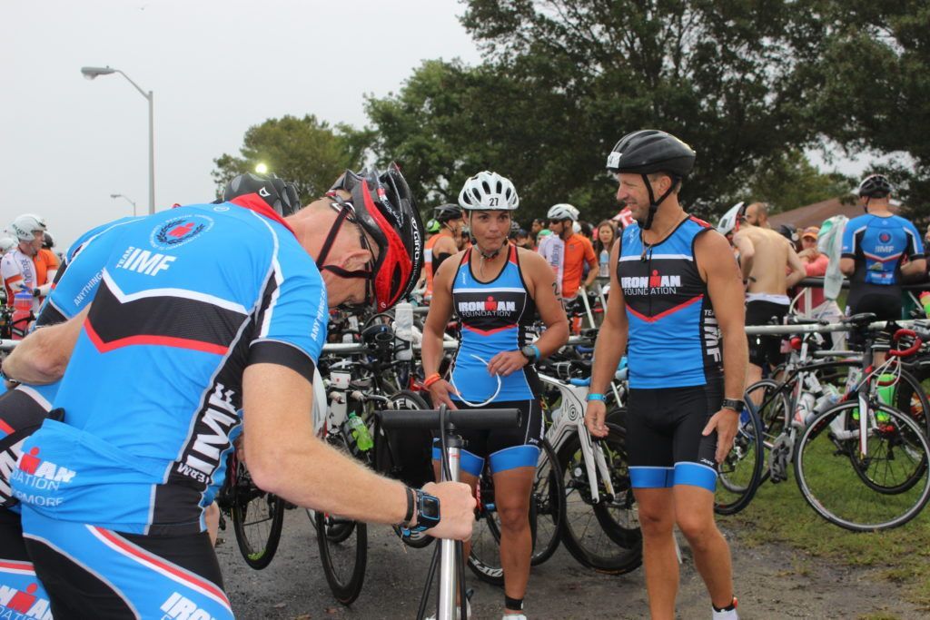 No swim? No problem! TEAM IMF Athletes were the first to roll out on the Time Trial bike start- low bib #’s are the BEST THING EVER!!