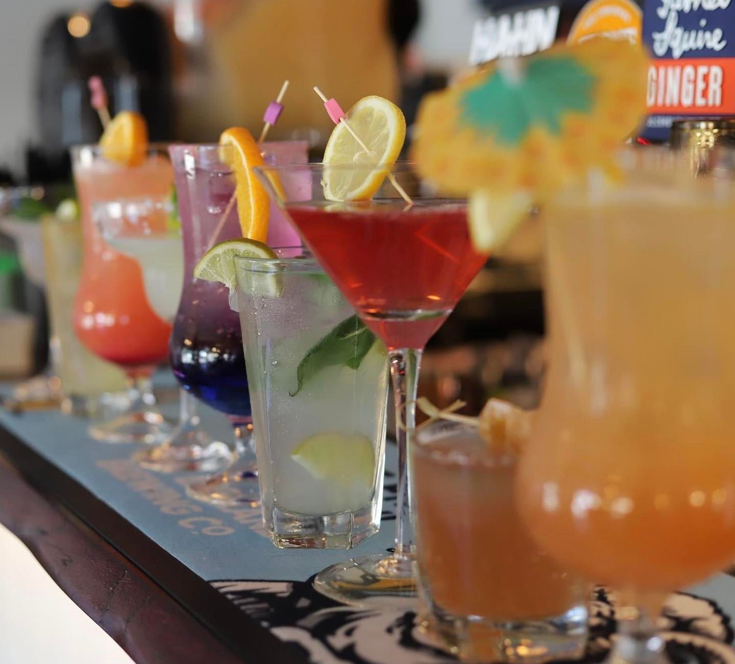 Various cocktails on a bar — Hart & Soul Bar and Grill in Toukley, NSW