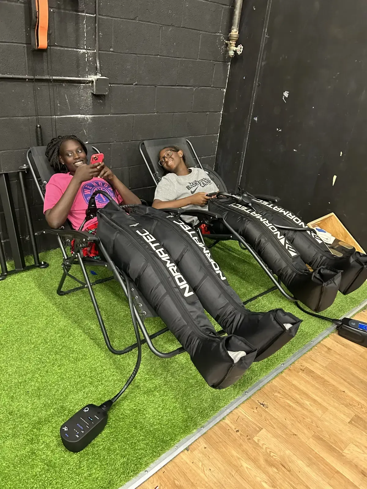 Athlete receiving recovery treatment