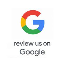 A google logo that says `` review us on google ''.