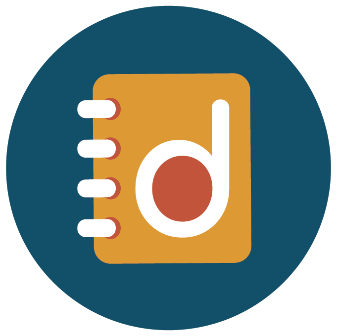 Orange notepad icon with white letter