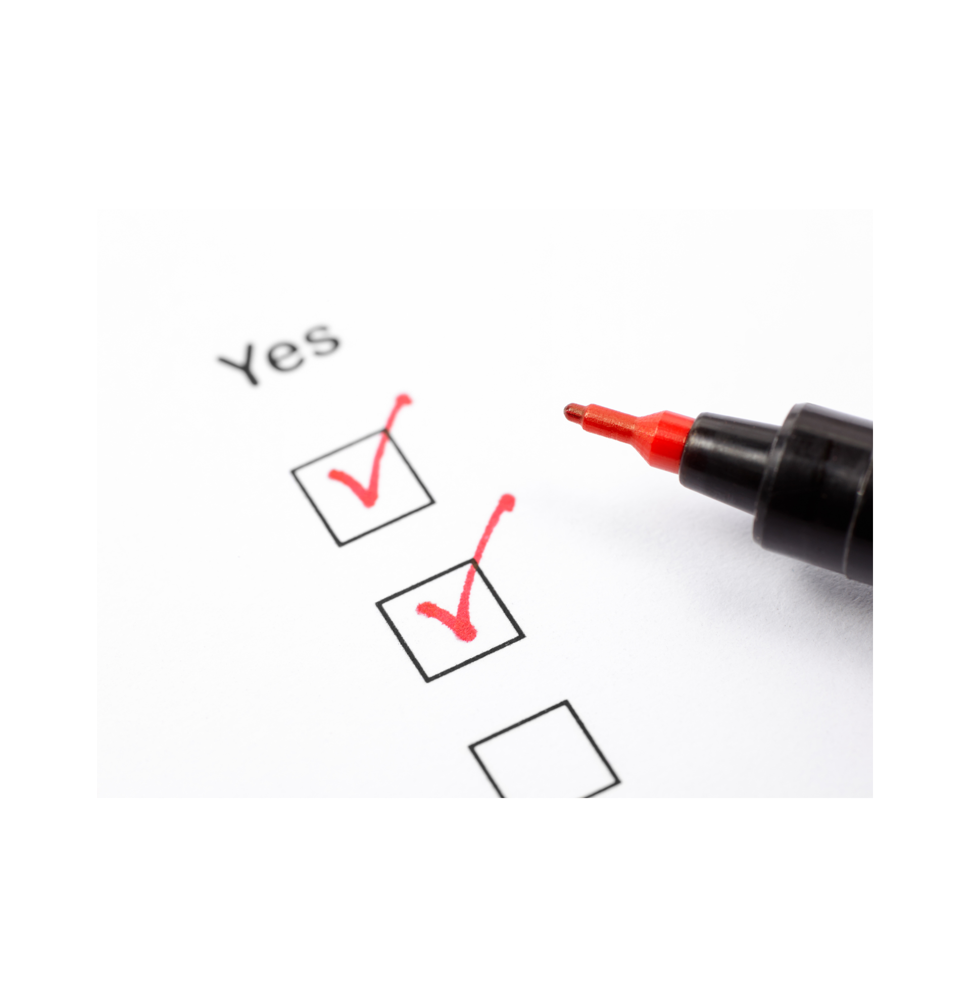 A checklist with the word yes written on it