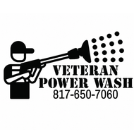 Veteran Power Wash logo with pressure washer icon and phone number 817-650-7060