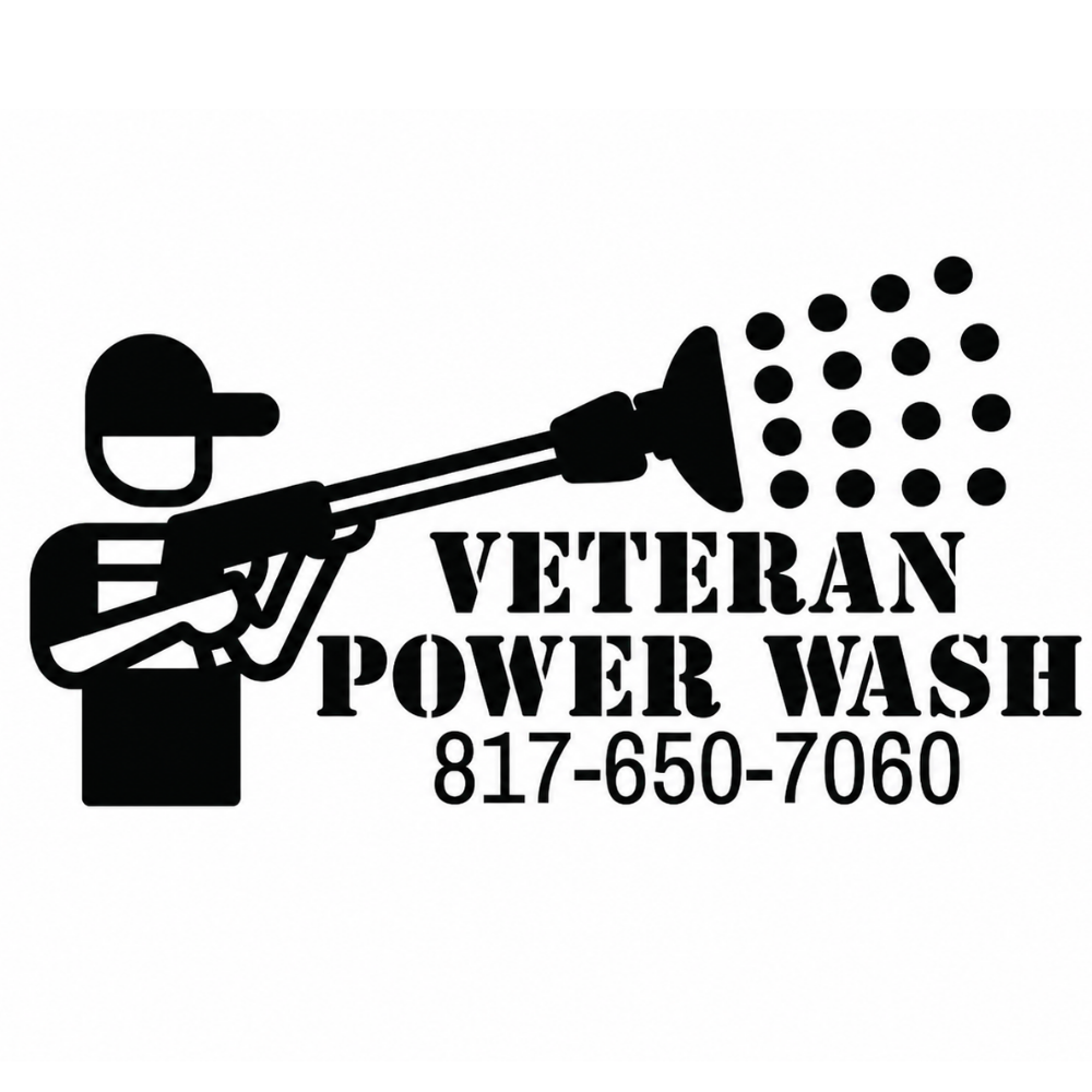Veteran Power Wash logo with pressure washer icon and phone number 817-650-7060