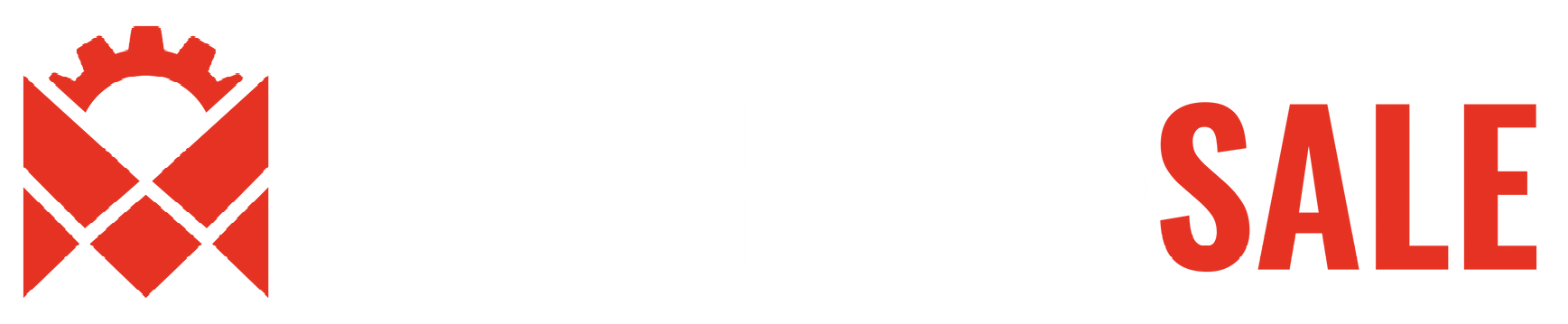 A red logo with a crown and the word sale on a white background.