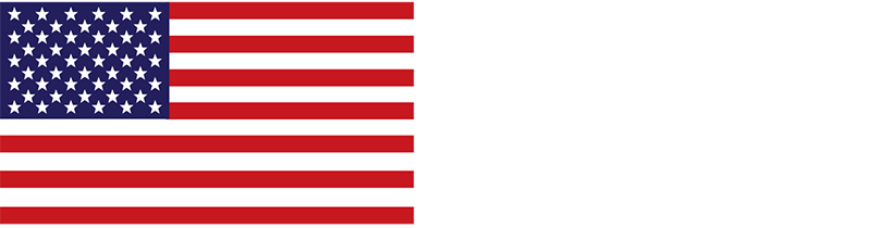 American flag. Blue square with white stars in the upper left corner, red and white stripes below.