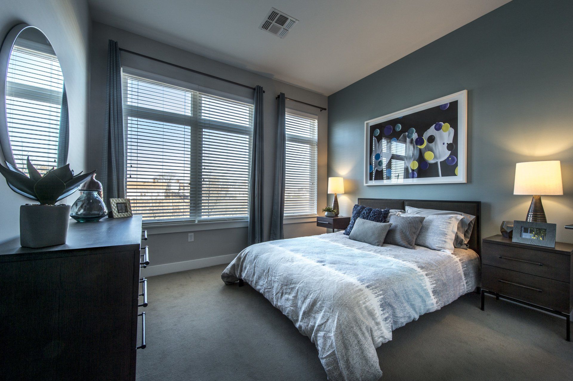 Blue master bedroom apartments