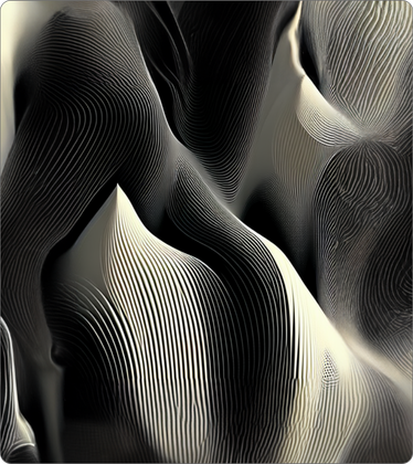 A close up of a black and white abstract painting