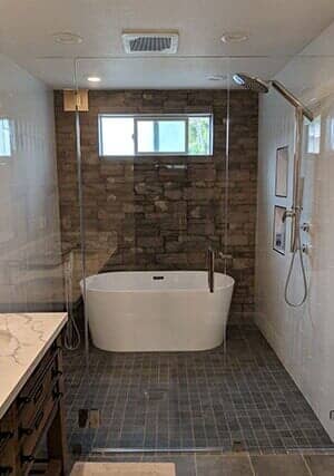 Modern Bathroom Design — Bathroom with Glass Door in La Habra, CA