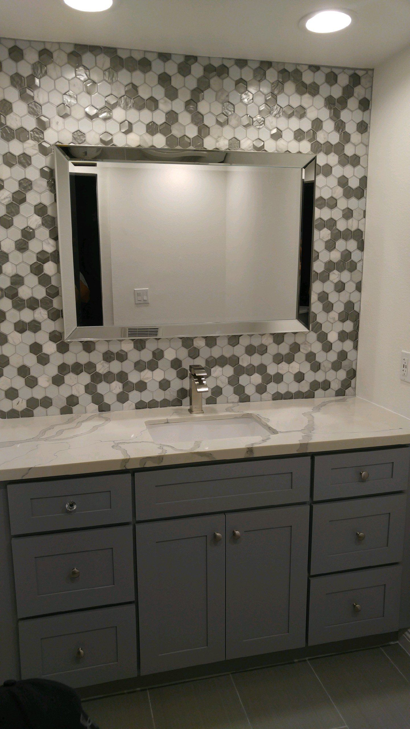 Custom Bathroom — Hexagonal Mosaic Patterned Wall  in La Habra, CA
