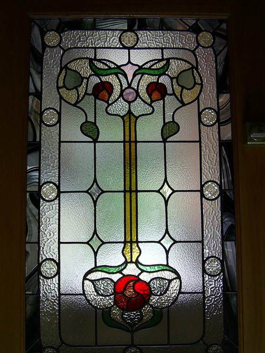 leadlight of red and yellow design