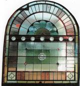 small squares with arched top leadlight
