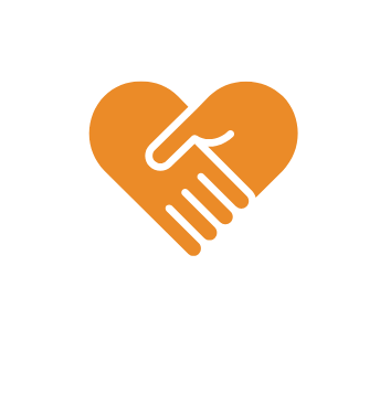 A handshake in the shape of a heart.