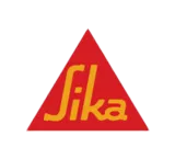 Un logo sika rouge et jaune sur fond blanc