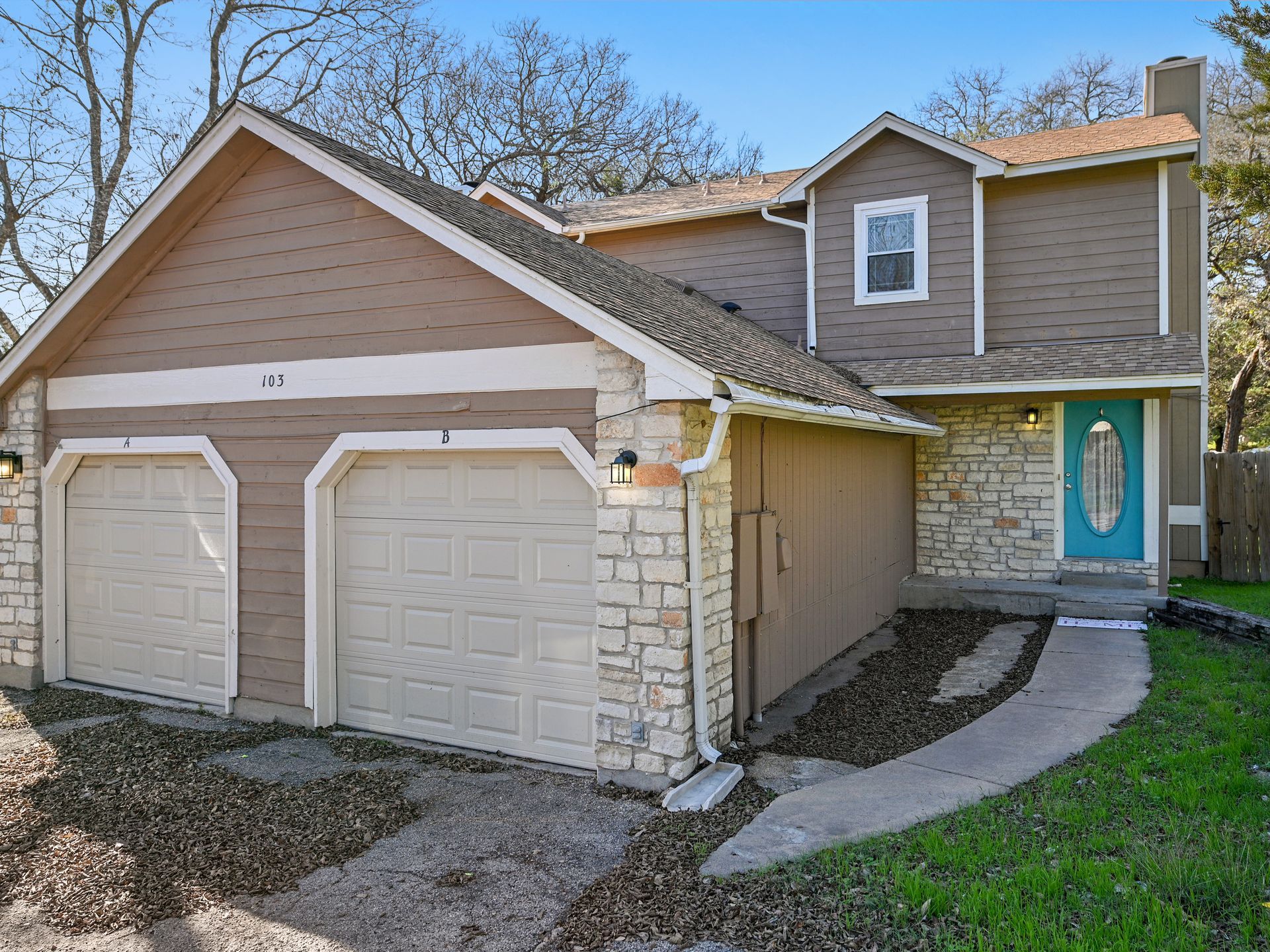 Front home exterior with attached garage