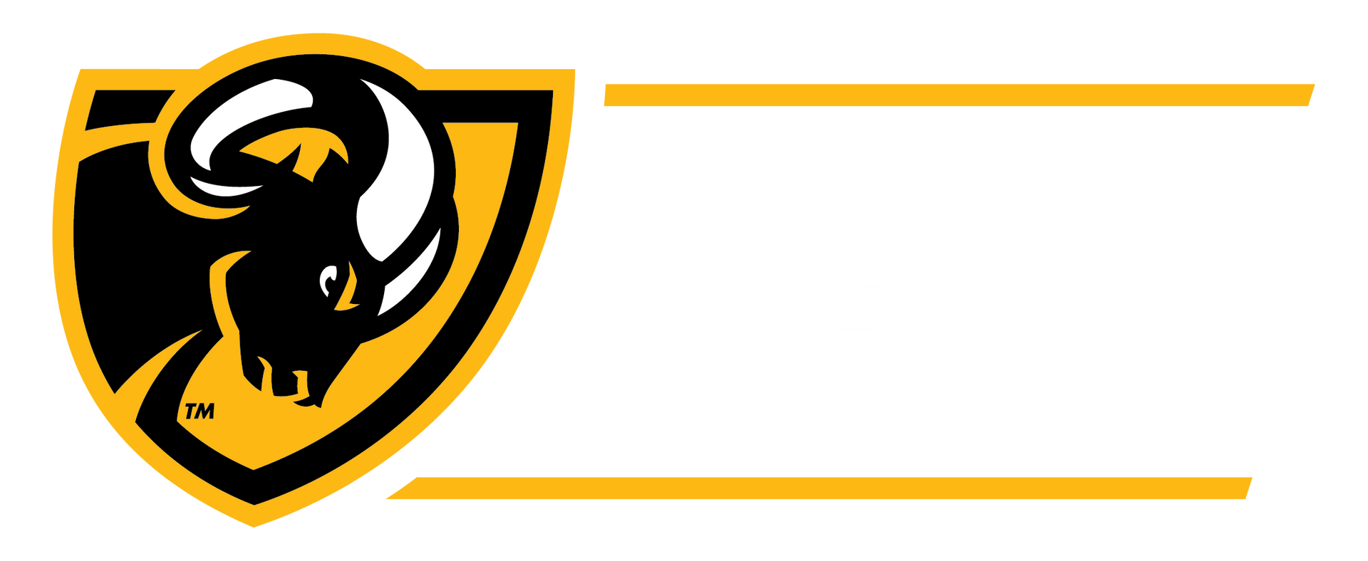 Shield logo with a black ram head, white horns, on a gold and black background with two gold lines.