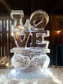 Open Double Hearts Ice Sculpture