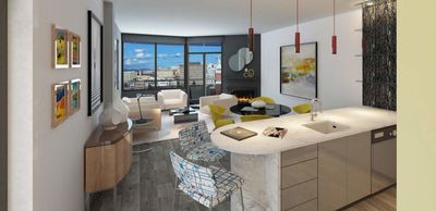 Living Room Rendering | Riverfalls Tower Apartments