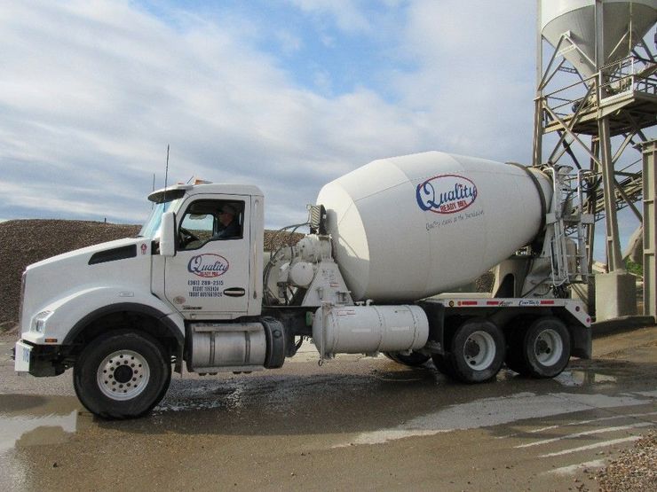 white concrete mix truck showcase