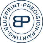 Blue circle logo with 