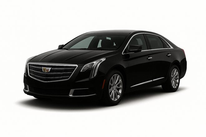 A black cadillac escalade is shown on a white background.