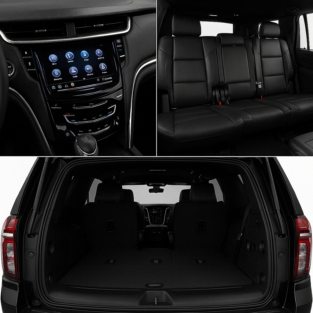 A picture of the interior of a black suv