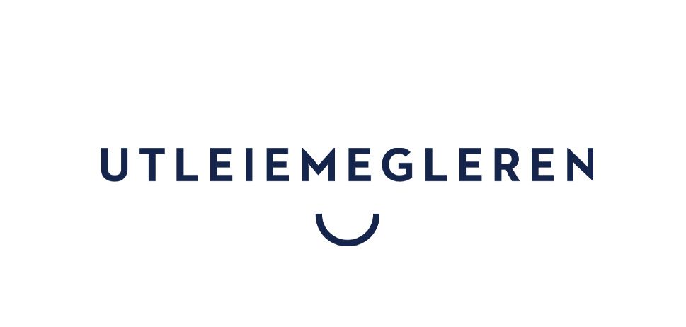 Logo for «Utleiemegleren» med en buet linje under teksten.