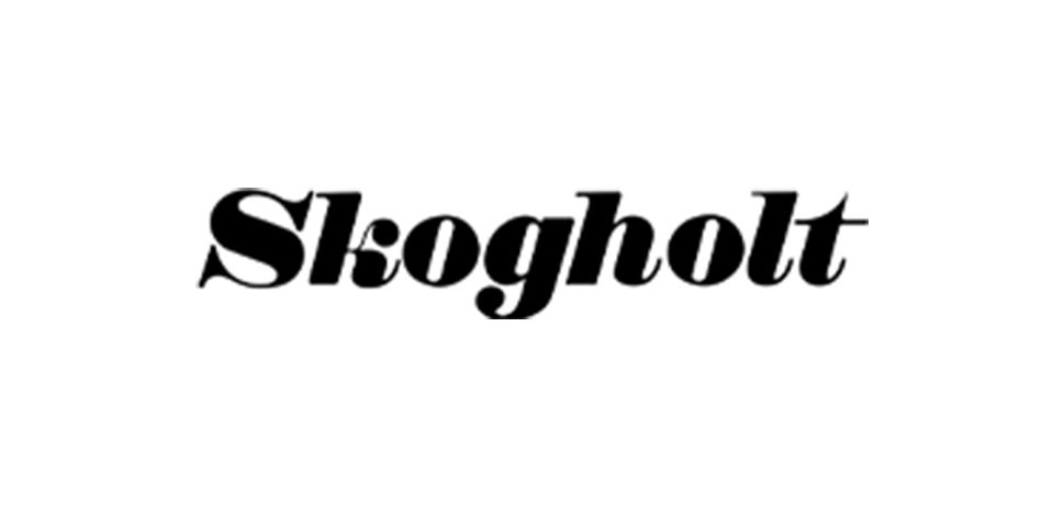 «Skogholt» i svart, en serif-skrifttype, sentrert på en hvit bakgrunn.
