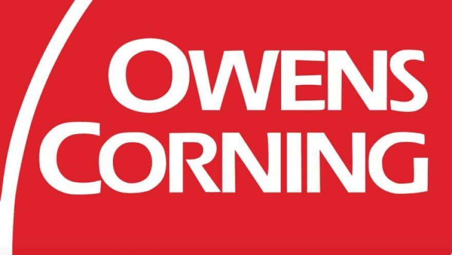 A red and white logo for owens corning