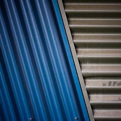 Blue and grey steel sheeting