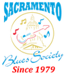 Sacramento Blues Society logo with guitar, music notes, and “Since 1979” text