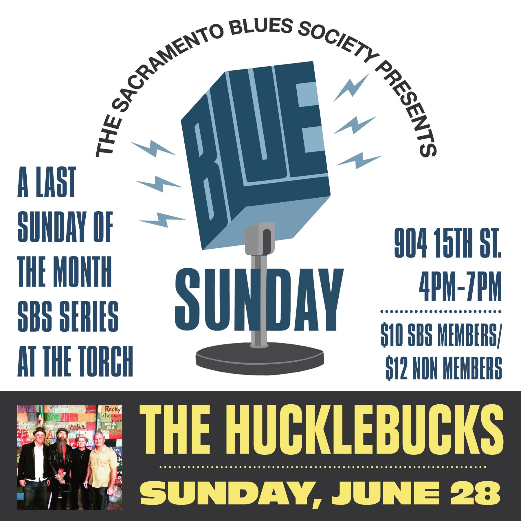 Sacramento Blues Society “Blues Sunday” poster for The California Bluestones, April 26, at 904 15th St.