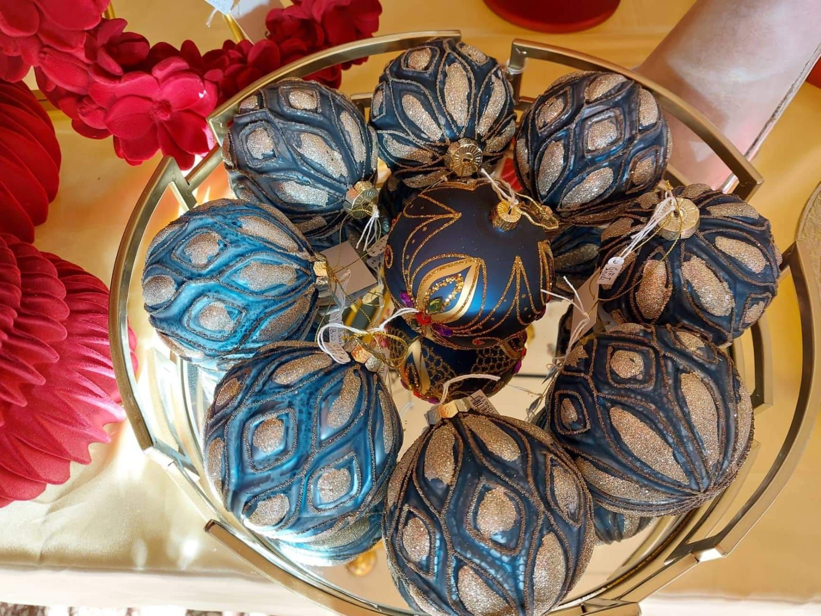 palline per albero di natale blu e oro