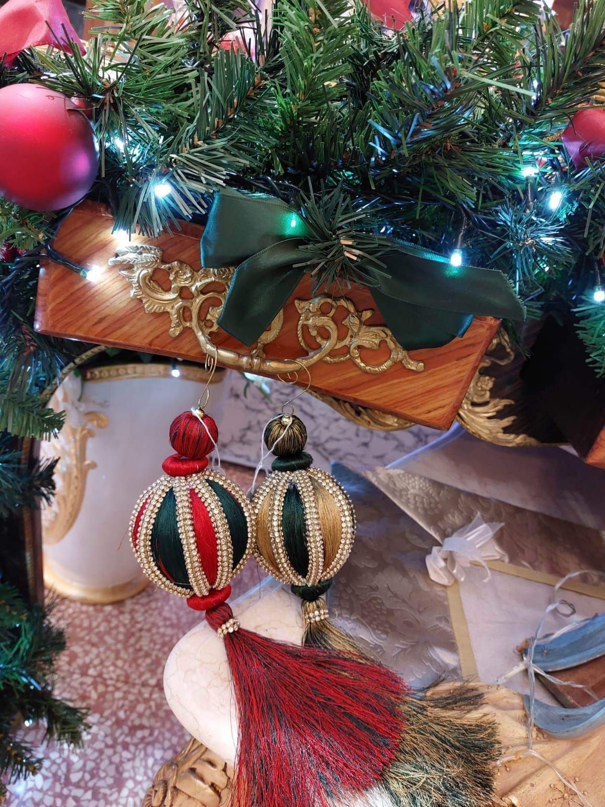 palline natalizie in stoffa