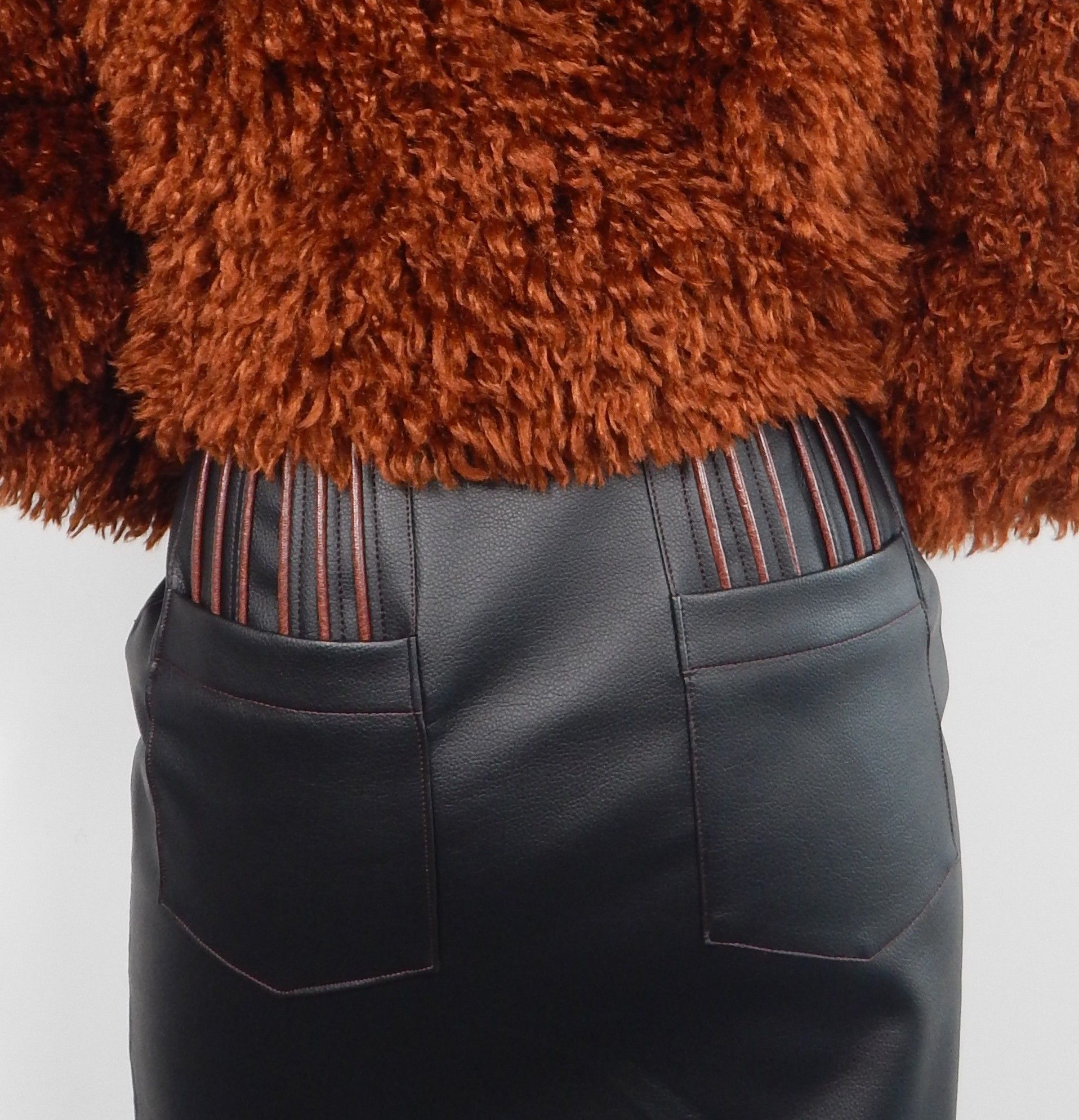 Piped Leatherette Mini Skirt