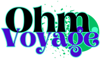The word ohm voyage is written in black on a white background