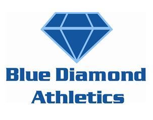 Blue diamond logo with the words “Blue Diamond Athletics” in blue text
