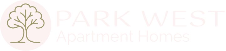 Logo for Park West Apartment Homes: tree icon and text in soft colors.