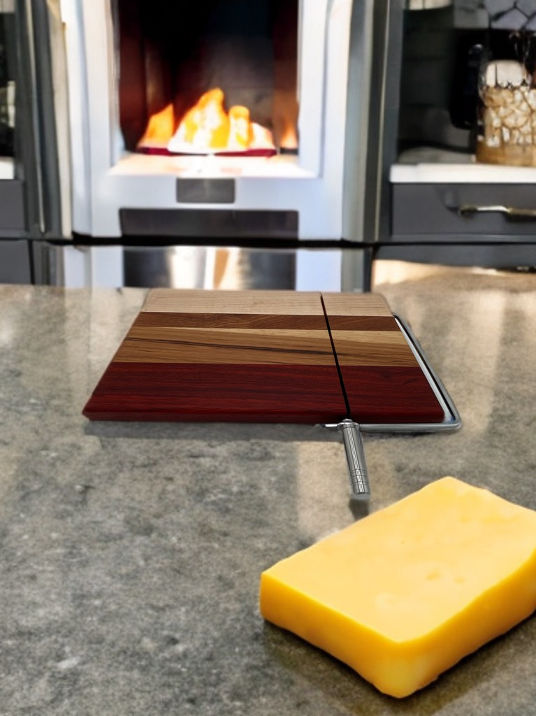 Padauk,Cherry, Lacewood, and Maple Cutting Board With Gold/Silver Handle | Goddard, KS | JH Hardwoods