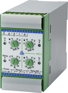 VNV-2  up to 4 active outputs (24V/0,1A) or up to 2 relays (250V/3A) can be used