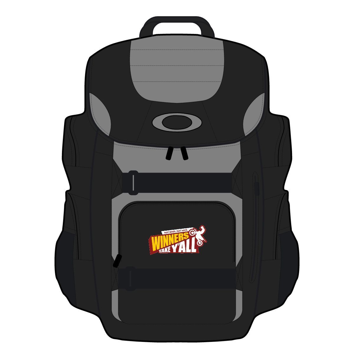 Black and gray Oakley backpack with 
