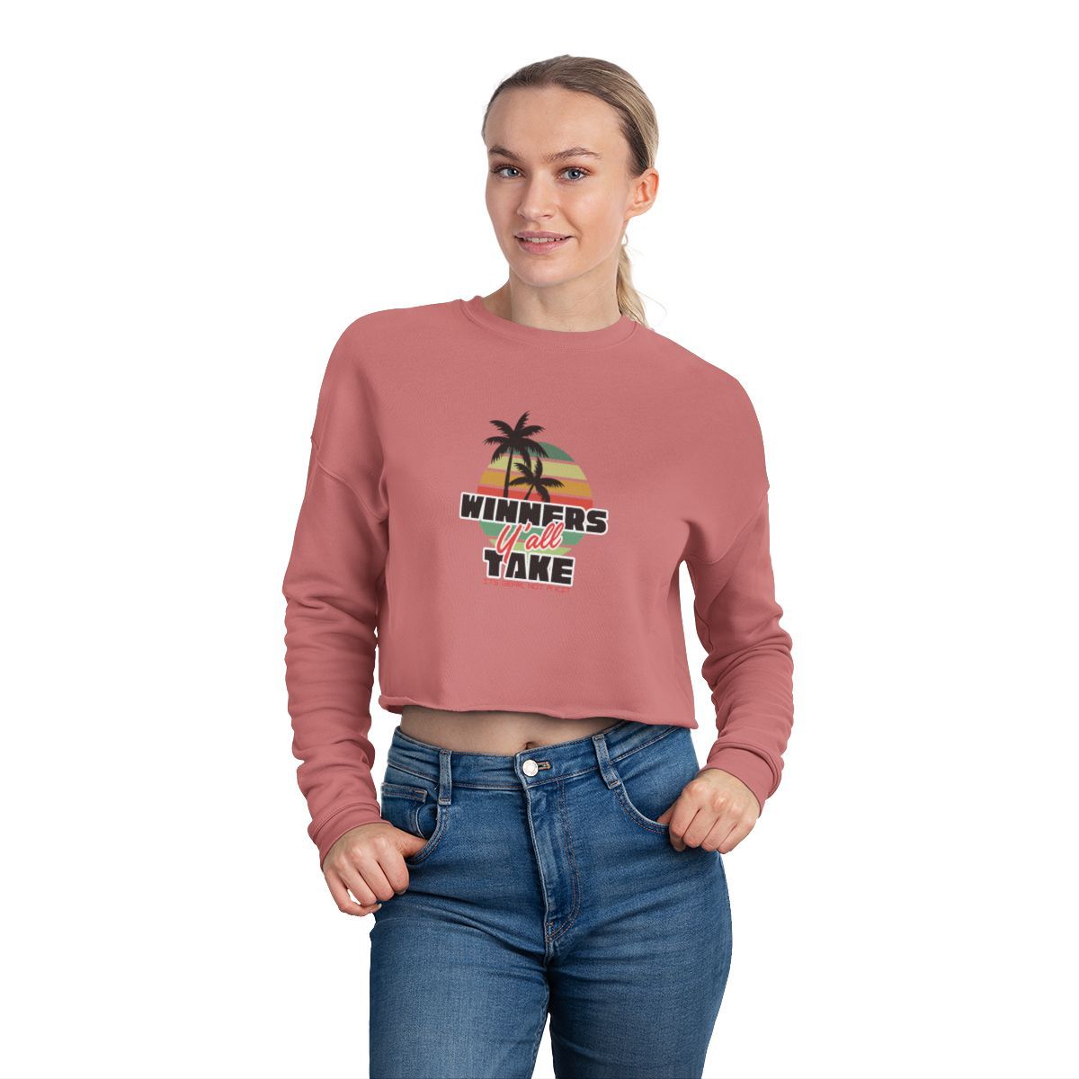 Black cropped sweatshirt with a colorful 