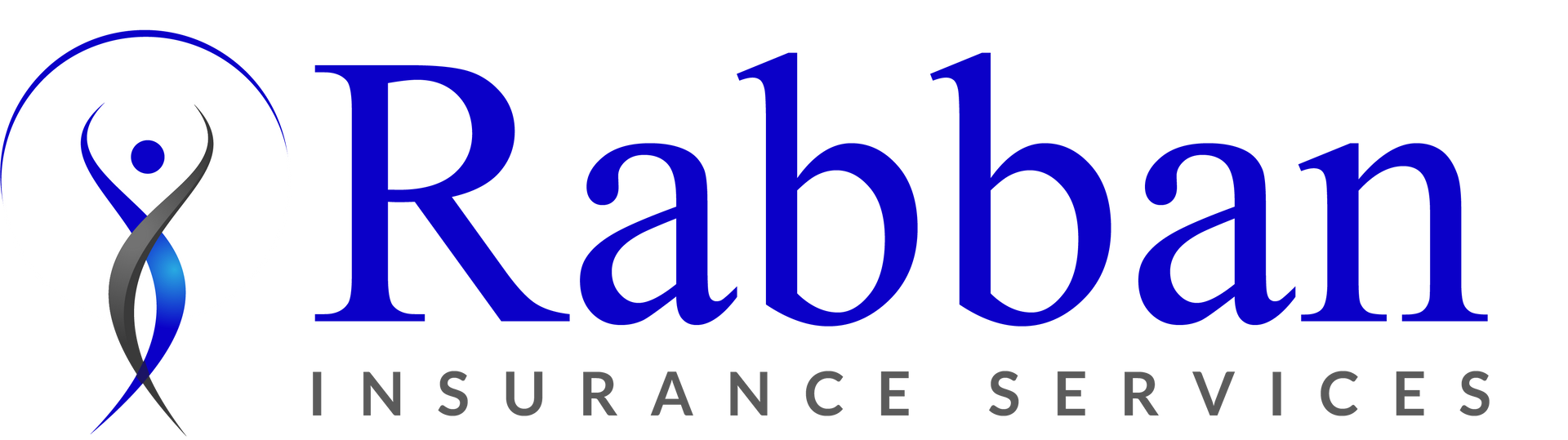 Rabban Insurance Services logo: Blue text with figure inside a partial arch.